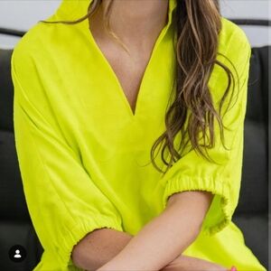 Striking and unmistakably chic Emily McCarthy blouse in a bold neon, Size L